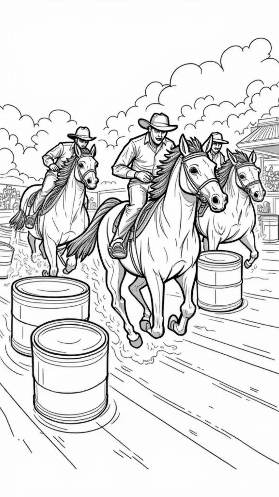 horse barrel racing coloring pages